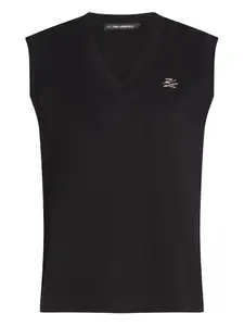 Топ с V-образным вырезом Karl Lagerfeld, черный