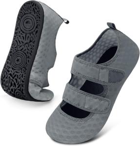 Обувь для воды Barerun для женщин и мужчин, широкая, пляжная, плавательная, аквааэробика, быстросохнущие, для бассейна, реки, моря, сандалии, нескользящие, серый