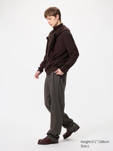 Широкие брюки со складками, узор (удлиненные) Uniqlo, 39 dark brown