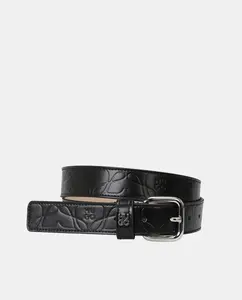 Женский кожаный ремень гладкий с пряжкой Hugo, черный