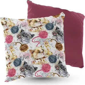 Подушка велюровая PREMIUM с дизайном Кошачьи проделки, 40x40 см, декоративная с наполнителем, для гостиной, спальни или в подарок, 5made