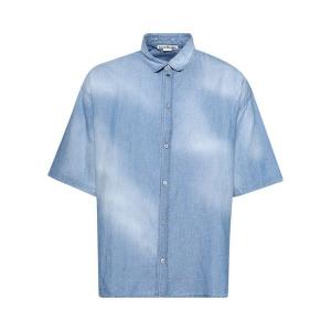 Рубашка Acne Studios Stamp Logo Button-Up Shirt, Mid Blue
