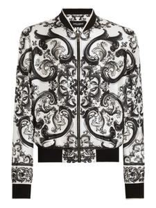 Dolce & Gabbana бомбер с узором Maiolica, белый