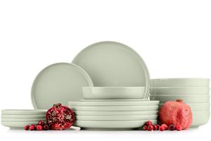 Столовый сервиз VICTO на 6 персон, 18 предметов, матовый бежево-зелено-серый KONSIMO, бежевый