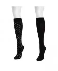 Женские нейлоновые компрессионные гольфы, 2 пары, одни широкие Muk Luks, мультиколор