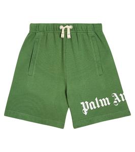 Шорты из хлопкового джерси с логотипом Palm Angels Kids, зеленый