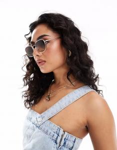 Солнцезащитные очки A.Kjaerbede Hello в круглой металлической оправе матового золота