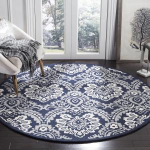 Ковер ручной работы из шерсти SAFAVIEH, 122 x 122 см, Blossom Collection, цвет navy/ivory, артикул BLM106B