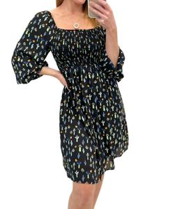 Платье с цветочным принтом и квадратным вырезом черного цвета White Birch