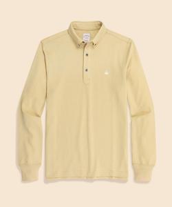 Поло с длинными рукавами из хлопка и полиэстера, пике с высокой степенью кручения, логотипом GF.