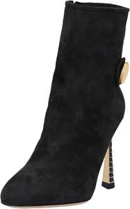 Женские ботильоны FYS с заостренным носком, мерцающие с кристаллами, на шпильке, короткие ботинки с молнией и металлическим округлым декором, осенне-зимние туфли, размеры 4-16 US, Black