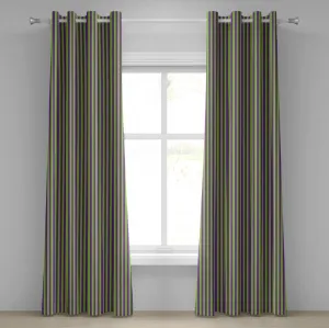 Шторы на люверсах ABAKUHAUS в стиле поп-арт, винтажный ретро-стиль 50-х годов, яркие полосы, необычные цвета, декоративные двухпанельные шторы, 280 см x 225 см, цвет: королевский синий, лаймово-зеленый Abakuhaus