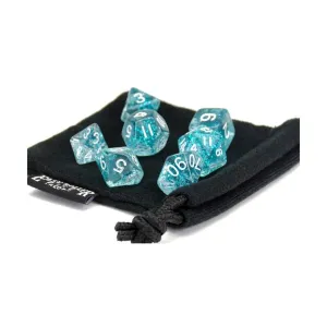 Голубая блестка с белым (7), Dice - 7 Piece Poly Sets - Glitter/Sparkle (Easy Roller Dice)