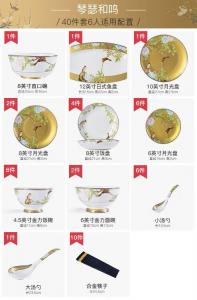 Luowei Premium Bone China эмалированная посуда для микроволновки, набор из 50 предметов: 50 суповых мисок на 6 персон, премиум-качество