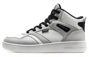 Амортизирующие износостойкие высокие скейтбордские кроссовки мужские бело-серые XTEP