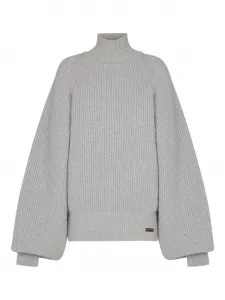 Джемпер в рубчик с высоким воротником BALMAIN, серый