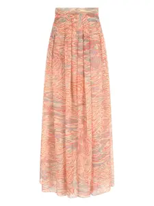 Юбка макси с принтом и складками Giorgio Armani, оранжевый