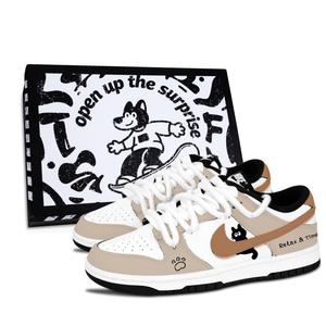 Nike Кроссовки для скейтбординга Dunk Black White, Meihua Time, устойчивые к истиранию, унисекс, цвета хаки