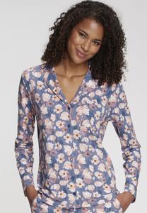 Пижамный топ Vivance Pyjama top, Blau-Rosa-Geblümt/Blue