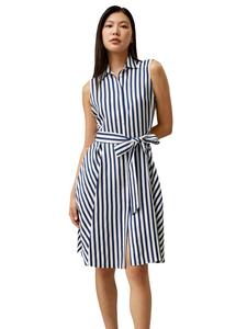 Женское шелковое платье без рукавов в полоску LILYSILK, цвет Blue-White-Pinstripes