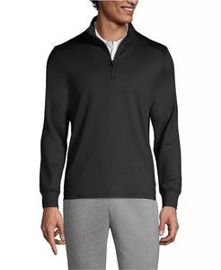 Школьная форма Мужские футболки-пуловеры с застежкой-молнией на четверть длины Lands' End, черный