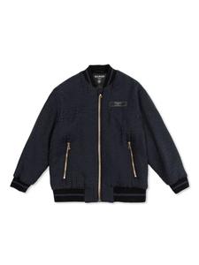 Куртка-бомбер Balmain Kids с жаккардовым узором и монограммой, синий