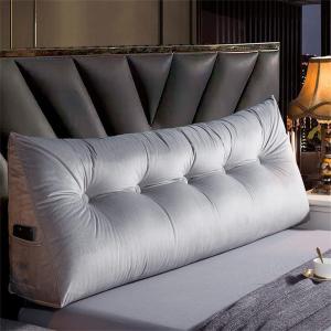 Декоративная подушка для изголовья кровати размера Queen, треугольная, для поддержки спины и чтения, подушка-клин для изголовья, подходит для двухъярусной кровати-реклайнера со съемным чехлом (цвет: серый, размер: 150 см/59 дюймов) COZMAX, Gray