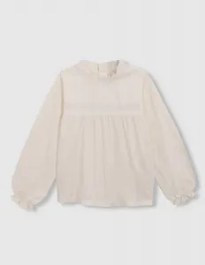 Детская футболка с длинным рукавом, вышитые веточки Gocco, белый