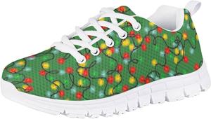 Рождественские кроссовки Forchrinse для девочек и мальчиков, легкие шнурованные ходовые кроссовки, повседневные беговые кроссовки с противоскользящей подошвой, Christmas Lights