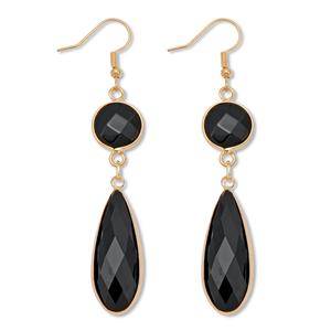 Серьги-подвески с черными кристаллами золотистого оттенка Palm Beach Jewelry, черный