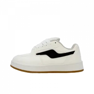 JimiXiong Низкие женские скейтерские кроссовки бело-черные, цвет White Black