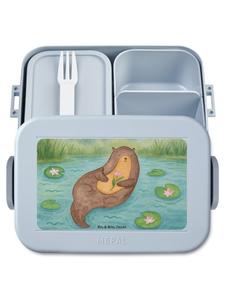 Mr. & Mrs. Panda Ланчбокс с изображением водяной лилии и выдры, без надписи, пастельно-голубого цвета