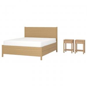 Мебель для спальни, комплект из 3 предметов TONSTAD IKEA, 180x200 см, цвет incl bed storage/oak veneer