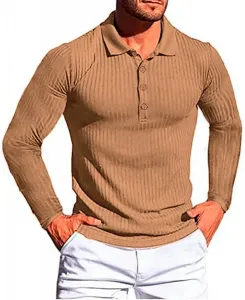 Мужская футболка Polo Slim Fit с длинным рукавом и молнией CHXLQQX