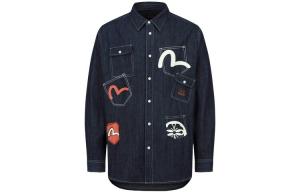 Рубашка мужская джинсовая синяя Evisu, синий