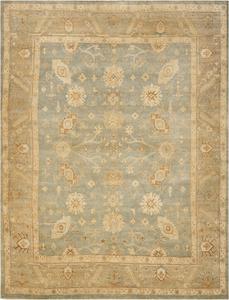 Ковер SAFAVIEH, 244 x 305 см, - коллекция Oushak - большой - светло-голубой и бежевый, ручная вязка из шерсти, традиционный восточный дизайн, идеально для гостиной, спальни, офиса, столовой (OSH124A)