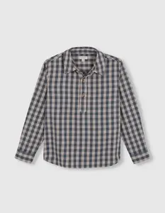 Рубашка для мальчика в клетку с короткой планкой Gocco, темно-зеленый