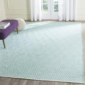 Ковер SAFAVIEH, 275 x 366 см, Montauk Collection, Turquoise & Ivory, ручной работы, хлопковый с узором Trellis, идеален для помещений с высокой проходимостью в гостиной, спальне (MTK811H)