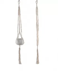 Подвесная вешалка для кашпо в технике макраме, 5 дюймов Flora Bunda, white