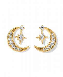 Серьги Луна из хрусталя Звездочет Girls Crew, Gold