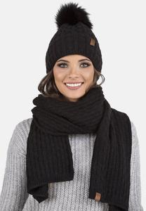 Шарф 7015 Комплект Шапка И Шарф Vivisence, черный