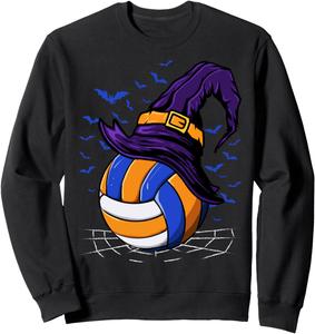 Спортивная толстовка на тему Хэллоуина для волейболистов и девочек-подростков Click Here For More Volleyball, черный