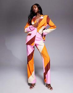 Классические брюки ASOS LUXE в полоску розового цвета