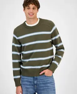 Мужской свитер с полосками Sun + Stone, зеленый