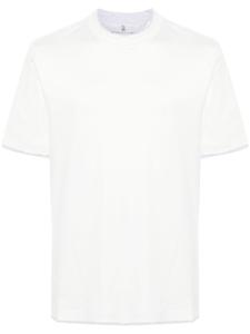 Brunello Cucinelli футболка с круглым вырезом и контрастной отделкой, белый
