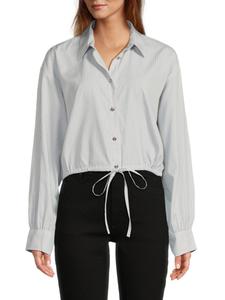 Рубашка из хлопкового поплина в полоску на завязках rag & bone, цвет Fog Stripe