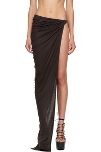 Rick Owens Lilies Коричневая юбка-макси "Конкордианс" из ткани "Гида"