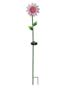 STAR Trading Светодиодный садовый светильник на солнечных батареях "Розовая ромашка" в разноцветном исполнении - (Ш)15 x (В)81 x (Г)12 см