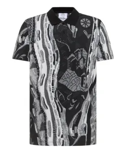 Рубашка-Поло с трикотажным принтом Carlo Colucci, черный