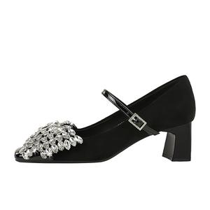 QITUMAUL Туфли Мэри Джейн на массивном каблуке, женские, черные